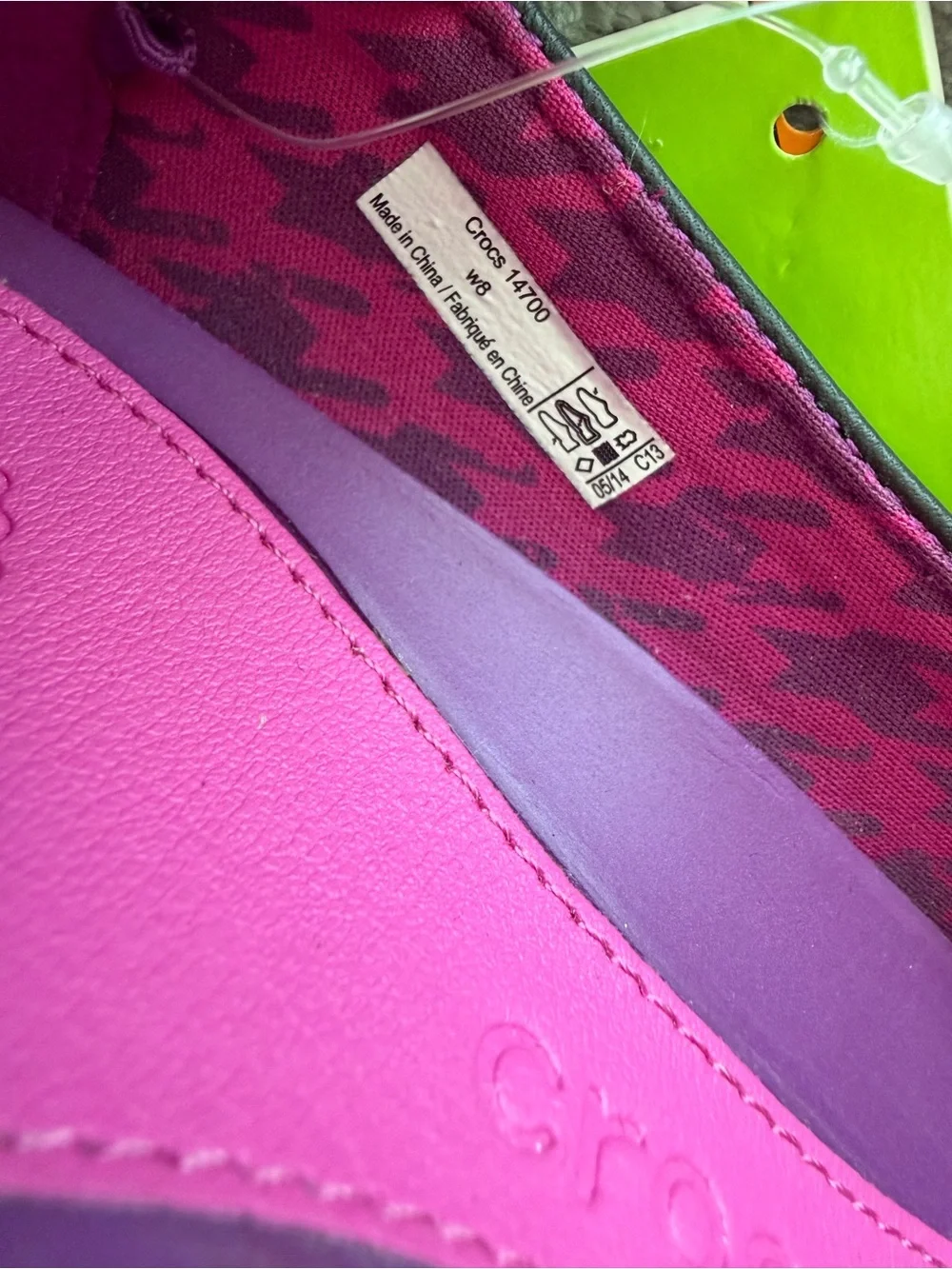 CROCS Gray Wedge Pumps with Fuchsia Interior